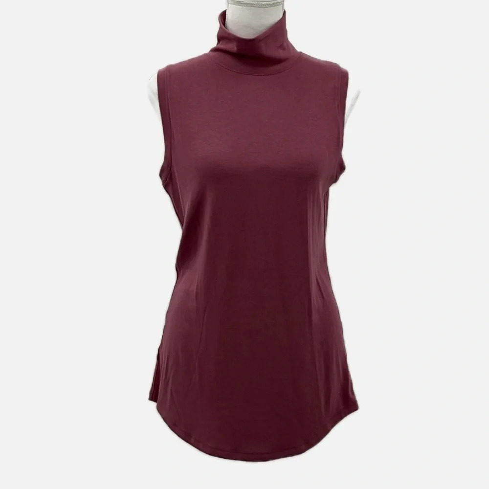 Kit and Ace Kit Turtleneck Sleeveless Jersey Knit Top in Mauve - Size Large